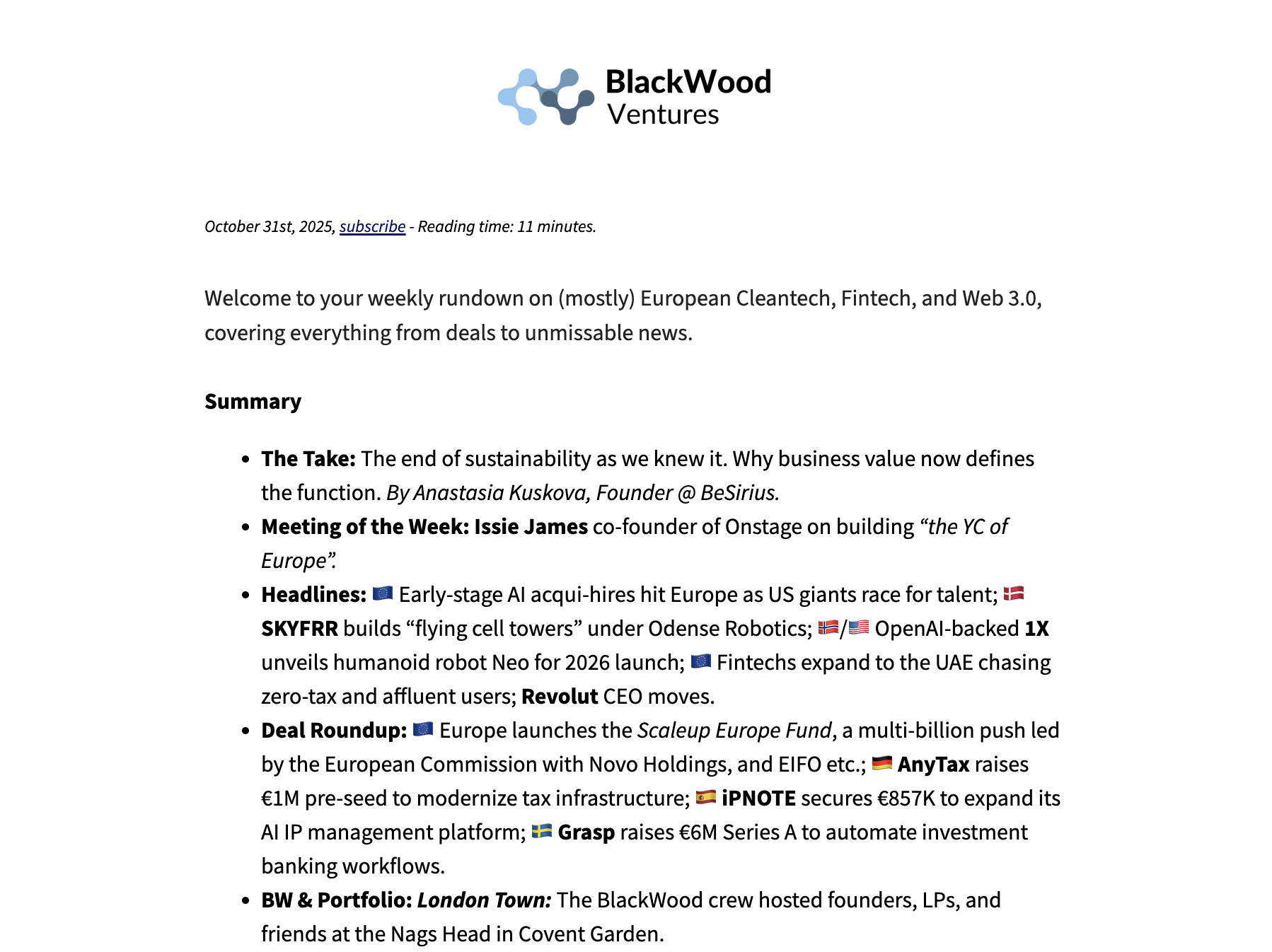 Week 44 - Industry Briefing